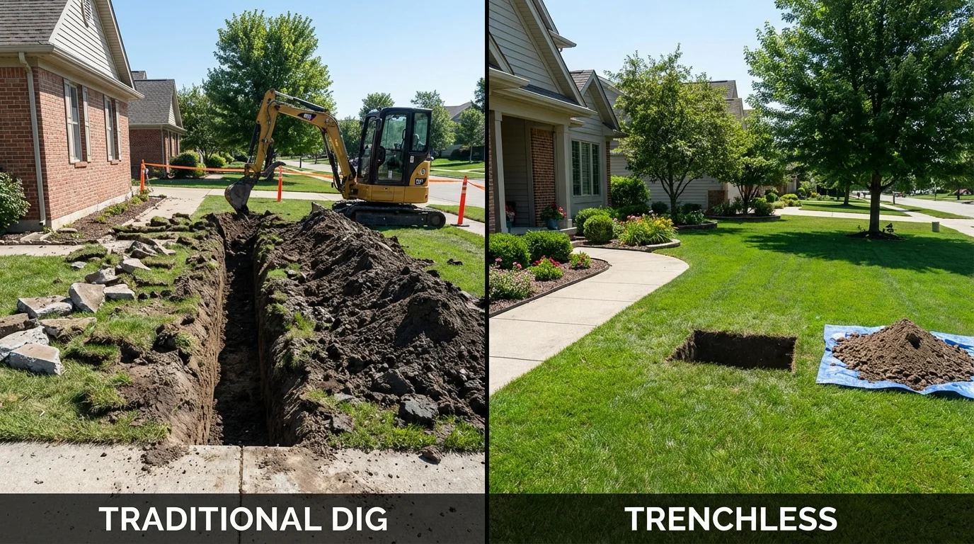 Trenchless sewer repair with minimal yard damage versus traditional excavation in Snow Hill, NC